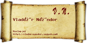 Vladár Nándor névjegykártya